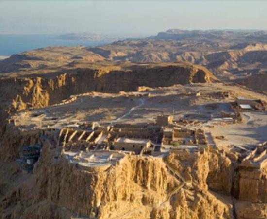 An aerial view of Masada, from the north.