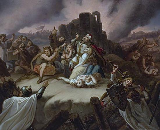 Duke Margiris defending Pilėnai against Teutonic Knights 1336. 