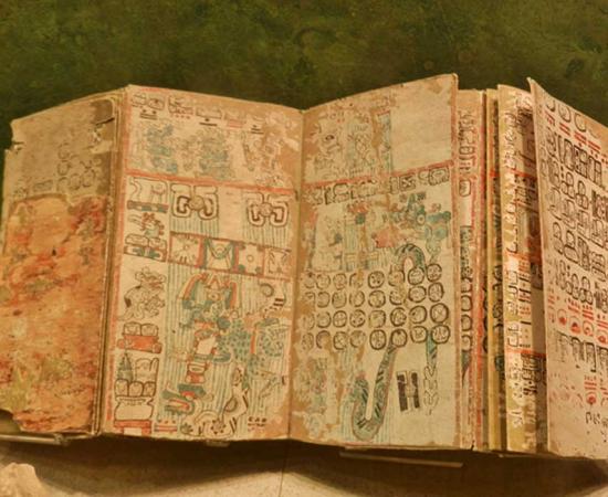 One of the first cultures to have books were the Maya codices written on doubled-over pages and covered by a layer of "stucco".