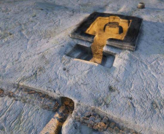 Maya steam bath system artist’s image, Guatemala