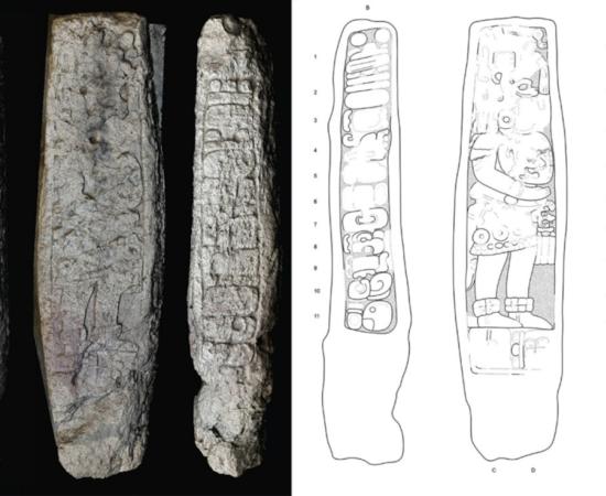 Stela 46. Left side, front face, and right side. 
