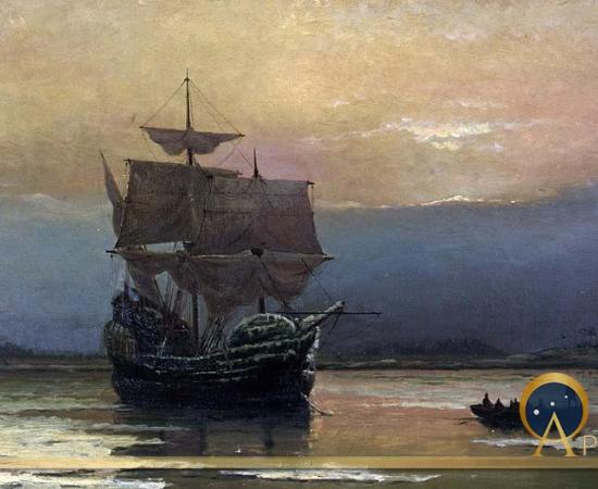 The Mayflower by William Halsall, (1882) (Public Domain)