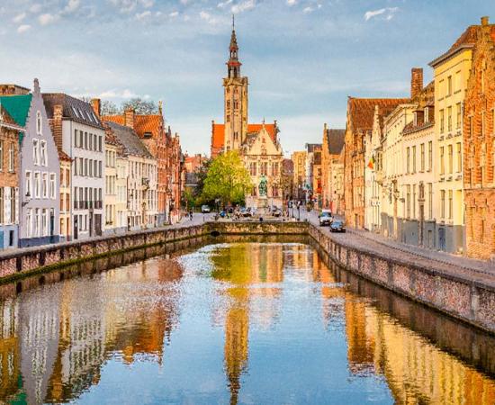 Spiegelrei canal at sunrise, Brugge, Flanders, Belgium. Source: JFL Photography/Adobe Stock