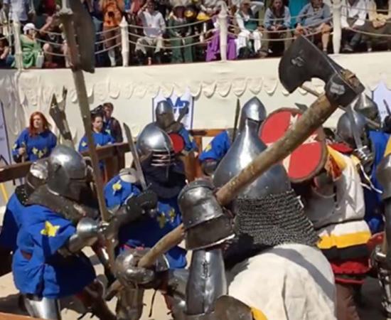 Full Contact Sword Combat during the Medieval combat in Russia. Source: Wranglerstar / YouTube Screenshot.