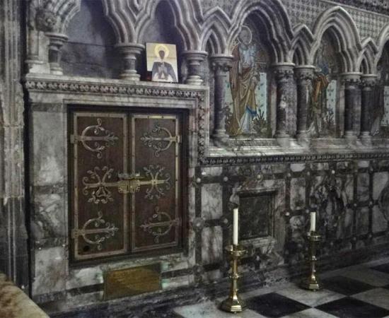 The shrine of Medieval Saint Eanswythe in the Folkestone church, England. Source: A Clerk of Oxford