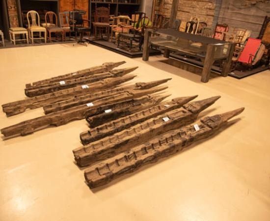 Uniquely preserved artillery gun beds from the Gribshunden shipwreck.