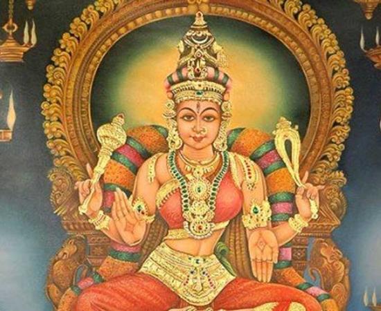 An image of the goddess Meenakshi.