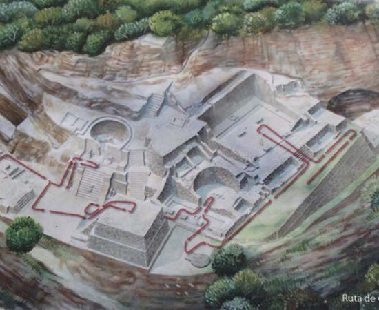 From this map of the site, all the main structures and rock carvings are visible. 