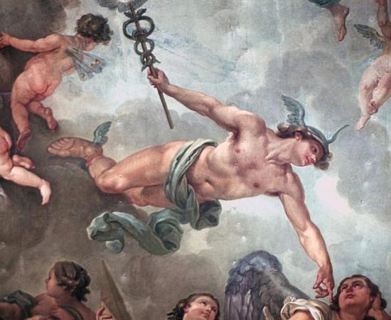 ‘The Elevation of the Great Elector into Olympus’. Ceiling painting (detail: Mercury), City Palace, Potsdam