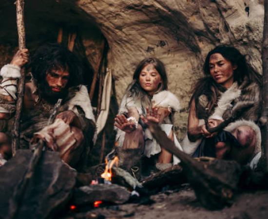 A prehistoric family representation.