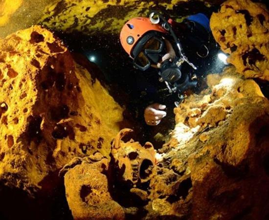 Exploring the Sac Actun submerged caves in Quintana Roo, Mexico.