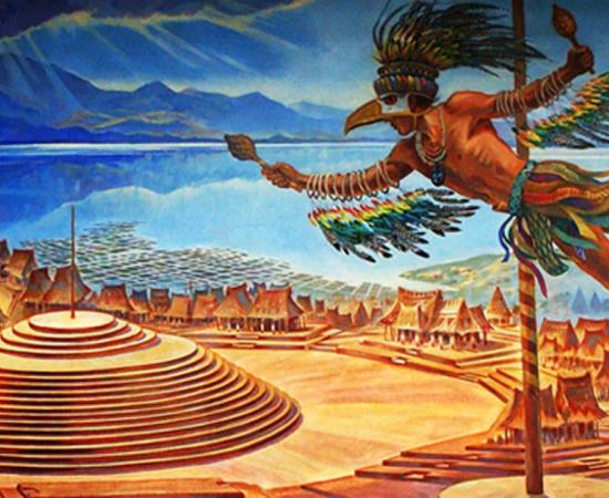 Pictorial representation of Pyramid in Teuchitlán Guachimontones Museum.