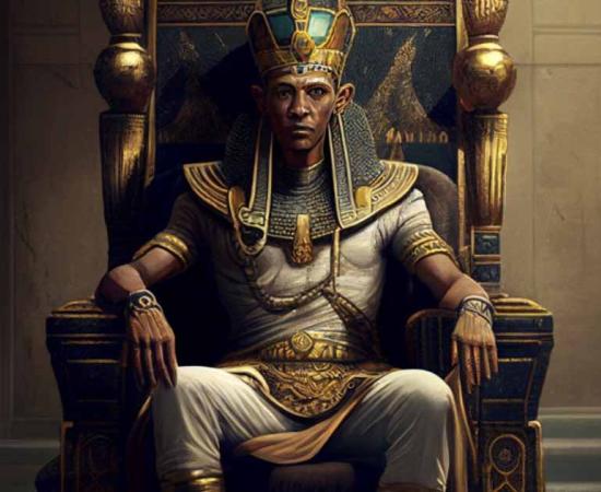 Egyptian pharaoh on a throne. Source: Ivan / Adobe Stock.