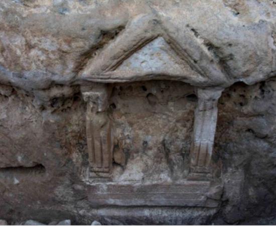 The rock-cut sanctuary dedicated to Minerva discovered in the ancient quarry near Campos del Paraíso.