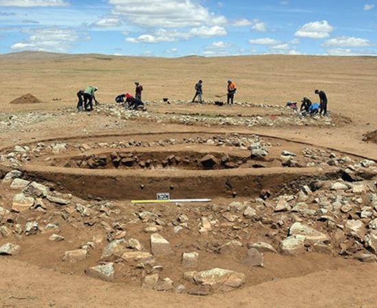 Excavation work at a Xiongnu cemetery in Mongolia.