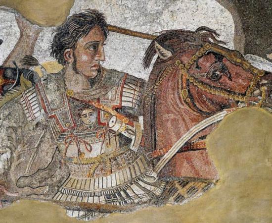 Mosaic depicting Alexander the Great fighting Darius III of Persia