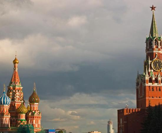 St. Basil's Cathedral and the Spasskaya Tower of Kremlin in Moscow’s Red Square