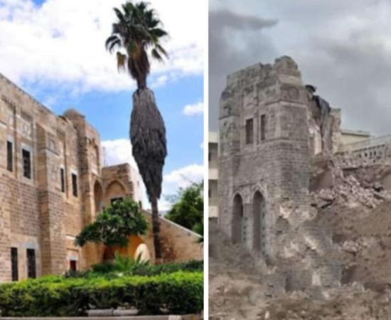 Al-Pasha Palace before and after its destruction