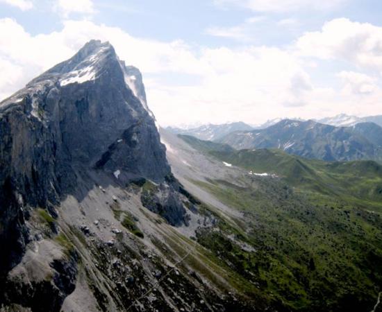 Mountain range vista of the Central Eastern Alps. 