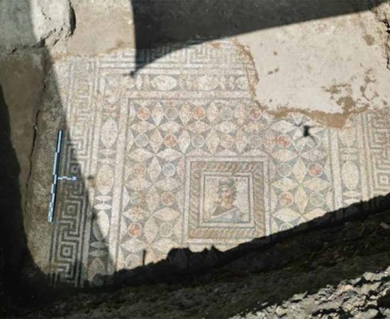 Mosaic depicting the Muse, Calliope, excavated in Side, Turkey.      Source: Republic of Türkiye Ministry of Culture and Tourism