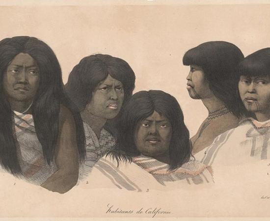 Portrait heads of Indians of California by Louis Choris	.	Source: 	Public Domain