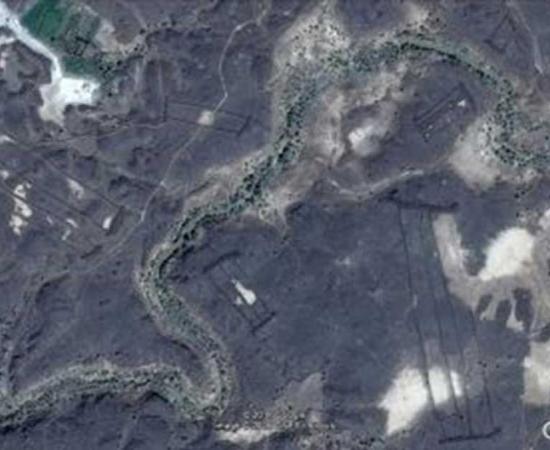 Google Earth image of manmade stone structures in Saudi Arabia