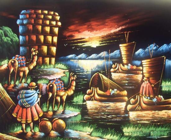 Artist’s interpretation of activity in and around Lake Titicaca