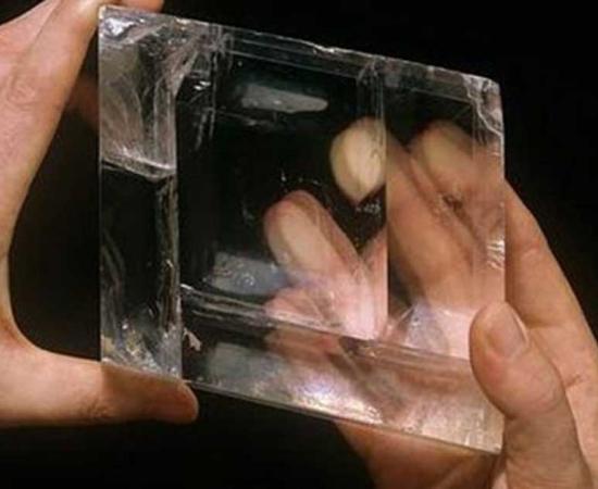 A calcite crystal found on an Elizabethan ship believed to have helped the Vikings navigate the seas. 