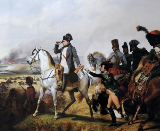 Oil painting Napoleon Bonaparte at the Battle of Wagram, by Horace Vernet