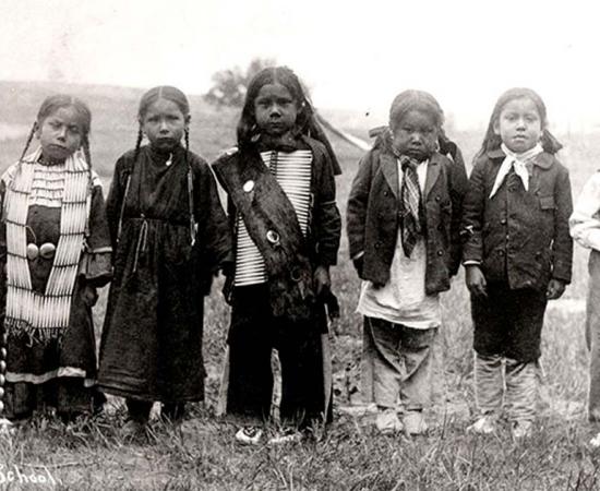 Sioux children on their first day of school, 1897. Library of Congress. 