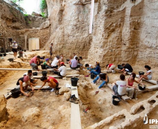 The archaeological excavation that has found evidence of Neanderthal woodworking at Abric Romaní, Capellades, Barcelona