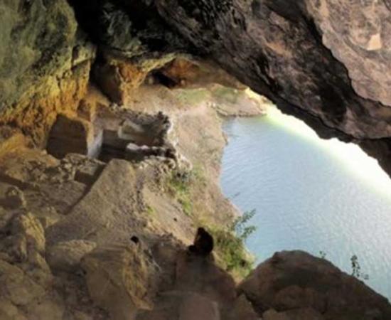 Interior view of the cave and excavation trench as of the end of the 2012 field season. 
