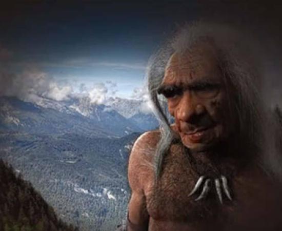 Artist’s impression of elderly Neanderthal male.