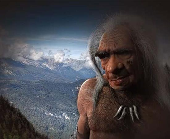 Artist’s impression of elderly Neanderthal male based on fossil found at La Chappelle-aux-Saints