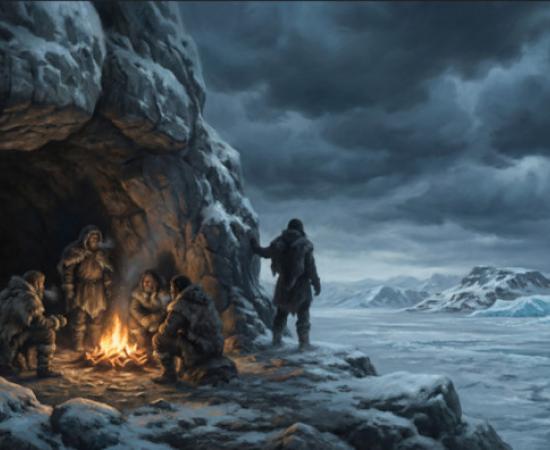 A group of Neanderthals during Europe's Ice Age.