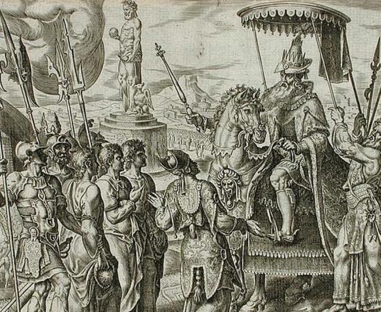 The three Jews brought before Nebuchadnezzar (1565), Philip Galle