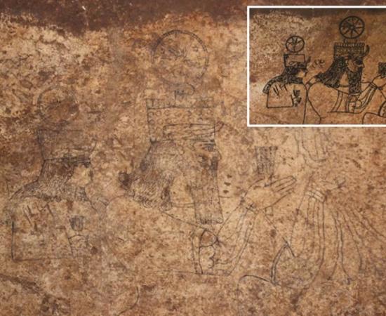 Neo-Assyrian artwork found in a subterranean tunnel complex in Turkey.	Source: Antiquity Publications Ltd