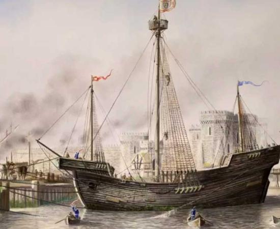 How the Newport Ship may have looked as it docked at Newport in the 15th Century. Source: Newport Museums and Heritage Service
