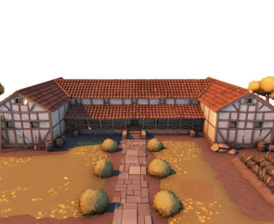 A digital rendering of what the Roman villa near Dereham, Norfolk, might have looked like. 