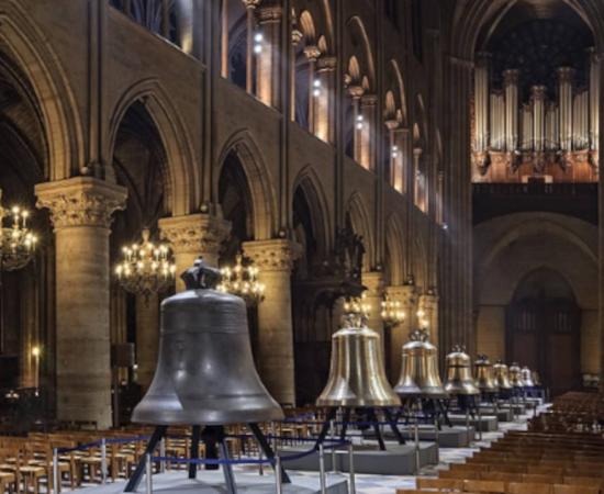 New bells awaiting installation at the Cathedral Notre-Dame de Paris in 2013.
