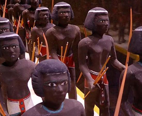 11th Dynasty model of Nubian archers in the Egyptian army, from a tomb in Asyut (2130–1991 BC). Source: Aidan McRae Thomson/CC BY-SA 2.0 