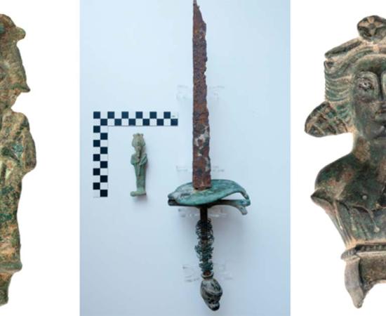 Left to Right; Osiris statue, sword, Bacchus statue found at archaeological dig in Poland. Source: Lubelski Wojewódzki Konserwator Zabytków