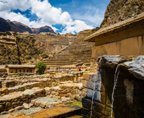 Ollantaytambo aerial view, sacred valley in the Andes, Peru