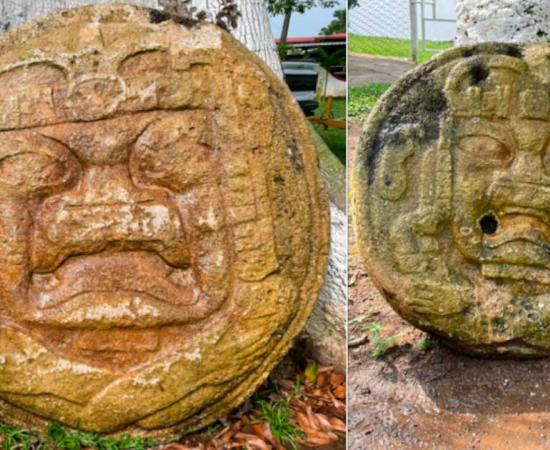 This is one of the two rare huge Olmec reliefs from 900-400 BC found in the province of Tabasco, Mexico, which signal the transitional Mayanization of Olmec motifs, according to INAH archaeologists. Source: INAH