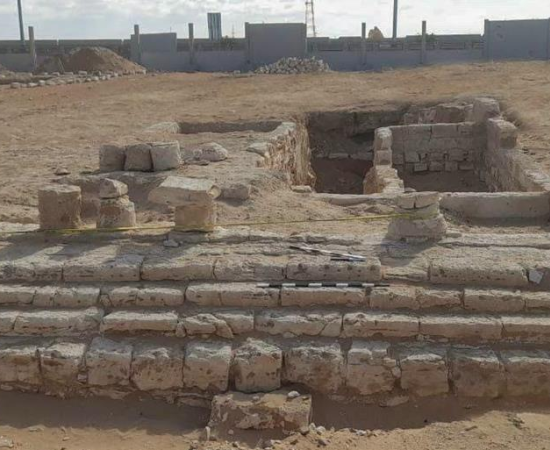 One of the newly excavated limestone-built tombs at Marina el-Alamein, part of an ancient Ptolemaic and Roman cemetery on Egypt's Mediterranean coast