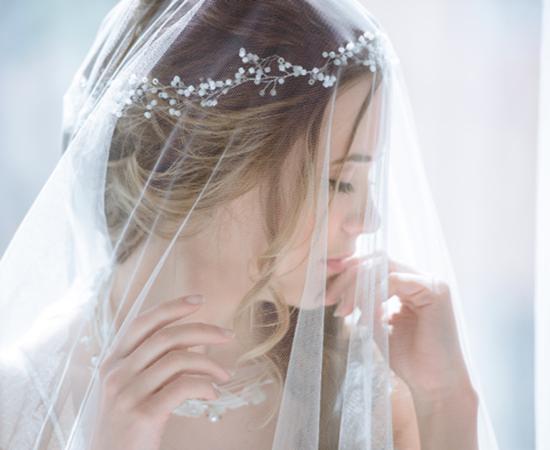 Closeup wedding accessory - bridal veil. 