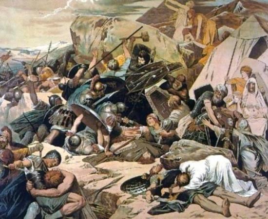 The spread of the Ostrogothic Kindom, The Goths at the Battle of Mons Lactarius.