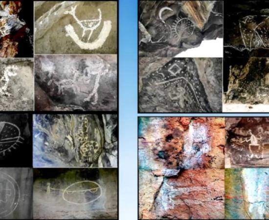 Landscape collage of rock-art panels documented in Hidalgo, Mexico. 