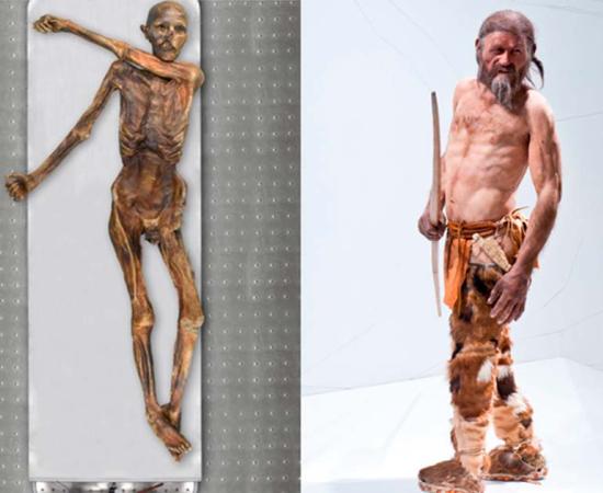 New study challenges what was initially believed about 5,300-year-old Ötzi the Iceman genes. (Inset: The Ötzi mummy)  Source: OetziTheIceman/CC BY-NC-ND 2.0 (Inset; Cell Press)