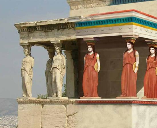 Erechtheion with Original Paintwork Reconstruction. Source: Mark Cartwright / CC by NC-SA.